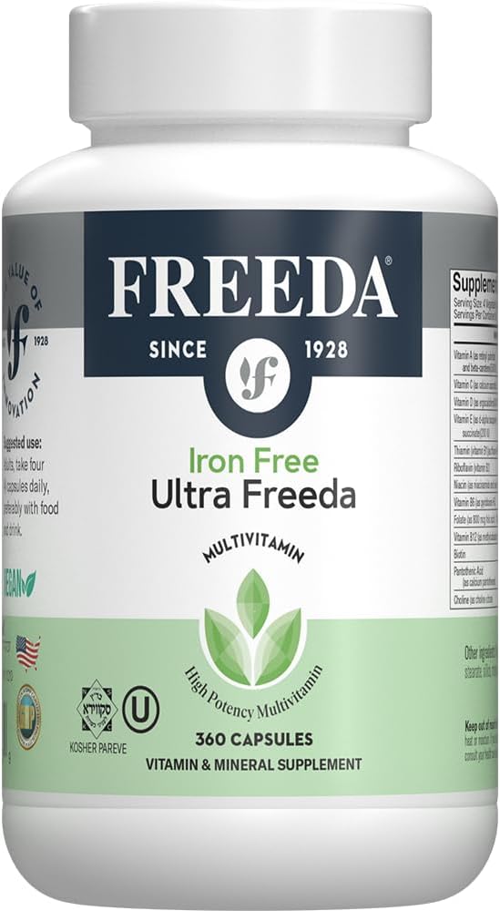 Freeda Multivitamin - Iron Free Ultra Freeda - Kosher Multi Vitamins Supplements for Women Health - Men’s Vitamins for Men Health - Multivitamins for Men & Women Adult Vitamins Multivitamin (360)