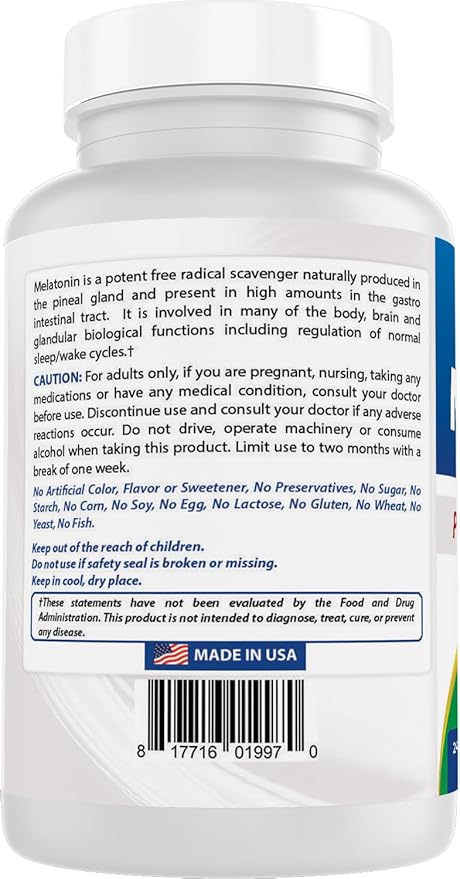 Best Naturals Melatonin 20mg 240 Tablets - Drug-Free Nighttime Sleep Aid - Non-GMO & Gluten Free