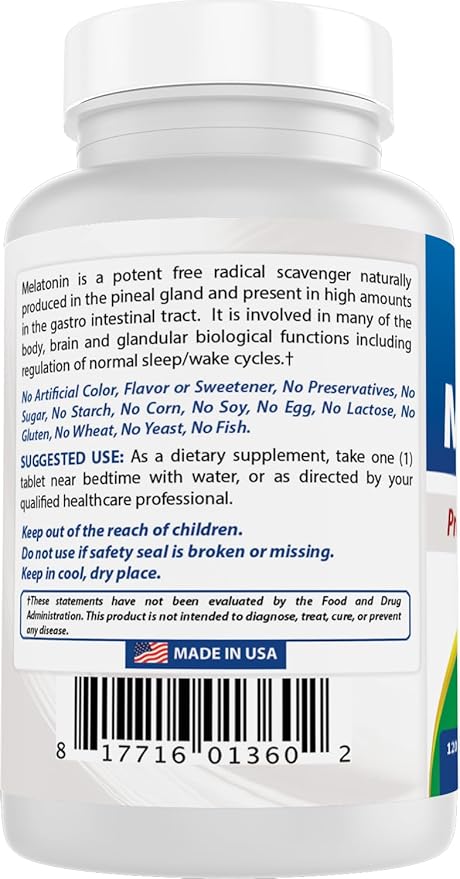 Best Naturals Melatonin 10mg (Non-GMO) Tablets - Helps Promote Relaxation & Sleep - 120 Count