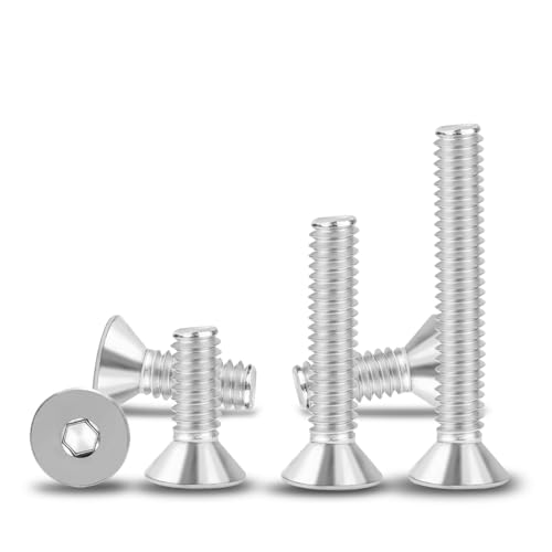 #8-32x1/2 Flat Head Socket Cap Screws Bolts 30pcs HS/JXLS-03 | 304 Stainless Steel, UNC Coarse Full Thread, Equipped with Phillips Bit, for DIY, for Repair, Install Furniture Screws - size: #8-32x1/2"