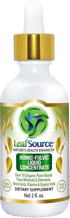 Humic Fulvic Acid Liquid 2oz Trace Minerals with Electrolytes Collagen Vitamins Superior Humic to Fulvic Ratio More Energy Gut Health Joint Health Immune Support Hydration 180 serv