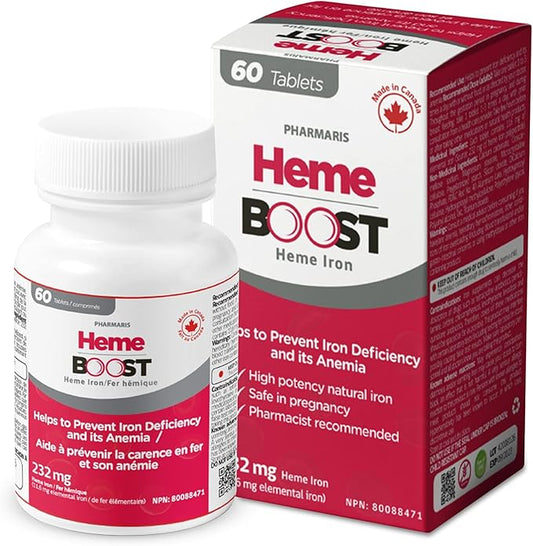 Hemeboost 11.6mg (232mg Heme Iron) I 60 Tablets I High Potency Natural Iron Supplement I High Absorption & Gentle on Stomach I Iron Pills for Adults & Safe for Use in Pregnancy