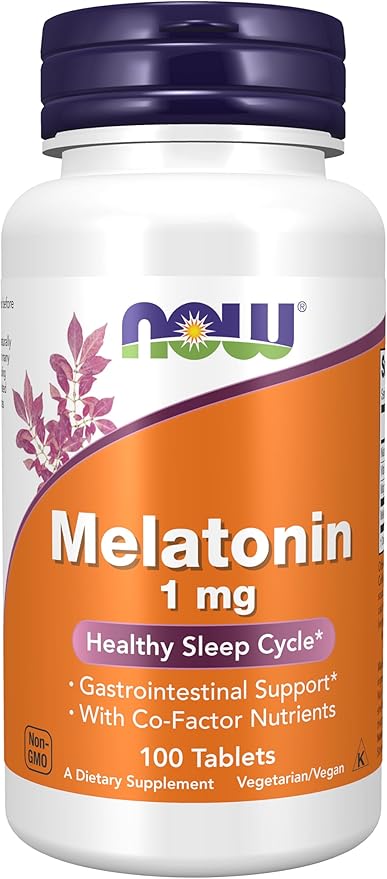 NOW Foods Supplements, Melatonin 1 mg, with Co-Factor Nutrients, Healthy Sleep Cycle*, 100 Tablets
