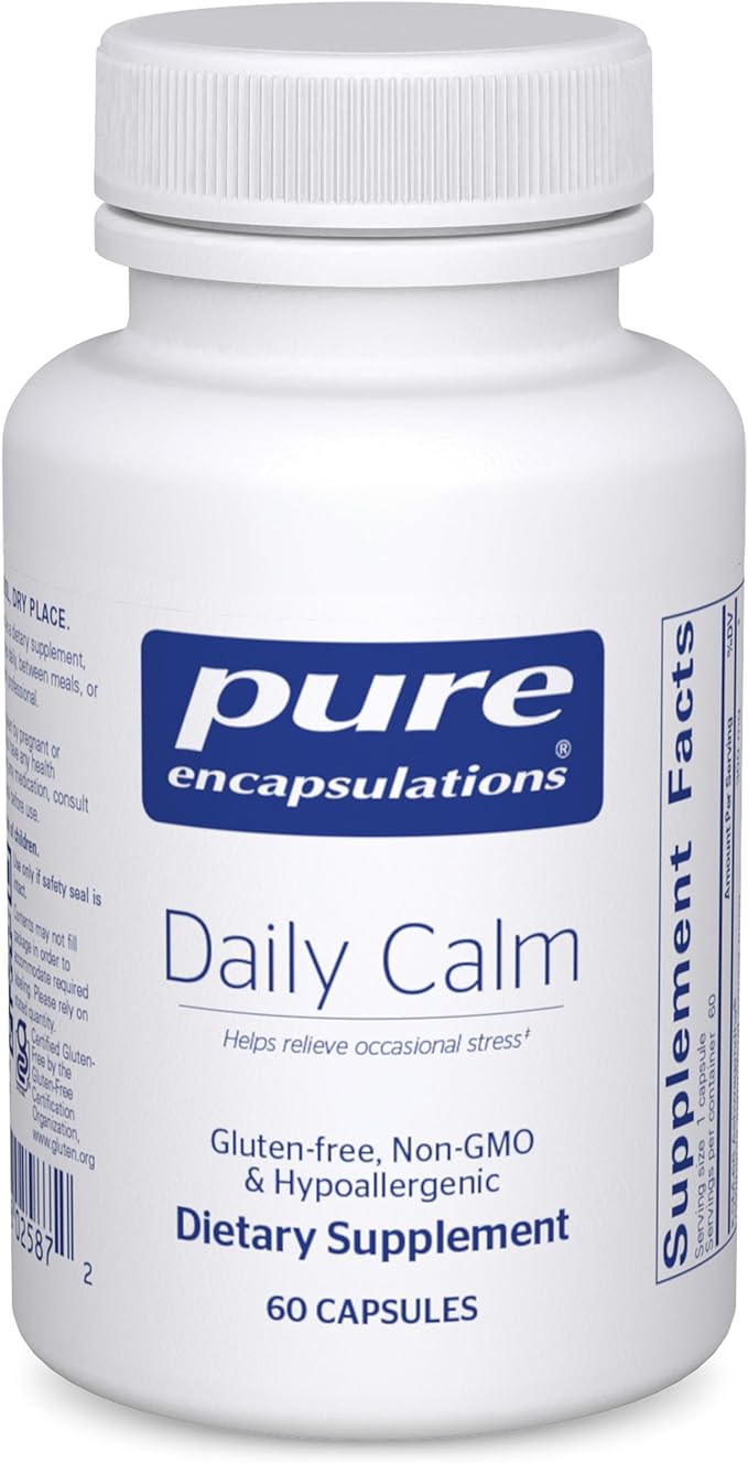 Pure Encapsulations Daily Calm - Vegan Stress & Sleep Support Supplement - Contains Ashwagandha, Saffron, GABA & L-Theanine - Non-GMO, Soy-Free & Gluten-Free - 60 Capsules